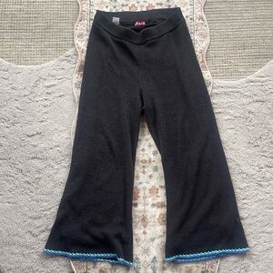 STAUD Black Wide Leg Pants with Blue Trim